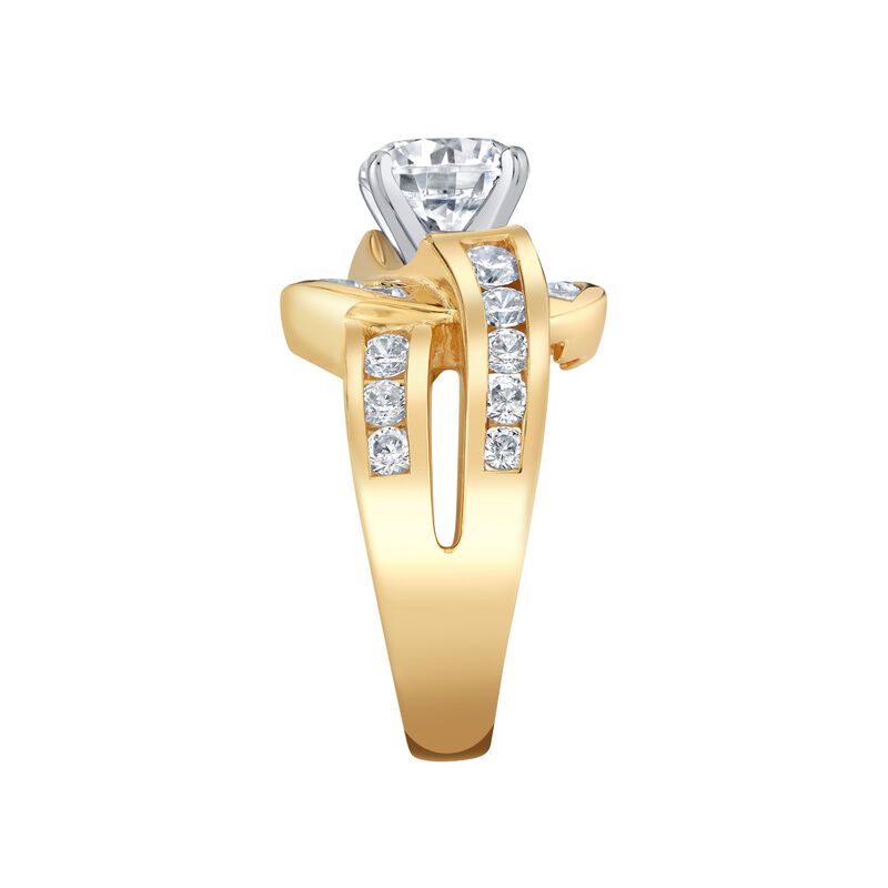 Round Lab Grown Diamond 3 1/2ctw. Multi Row Swirl Channel Engagement Ring in 14k Yellow Gold image number null